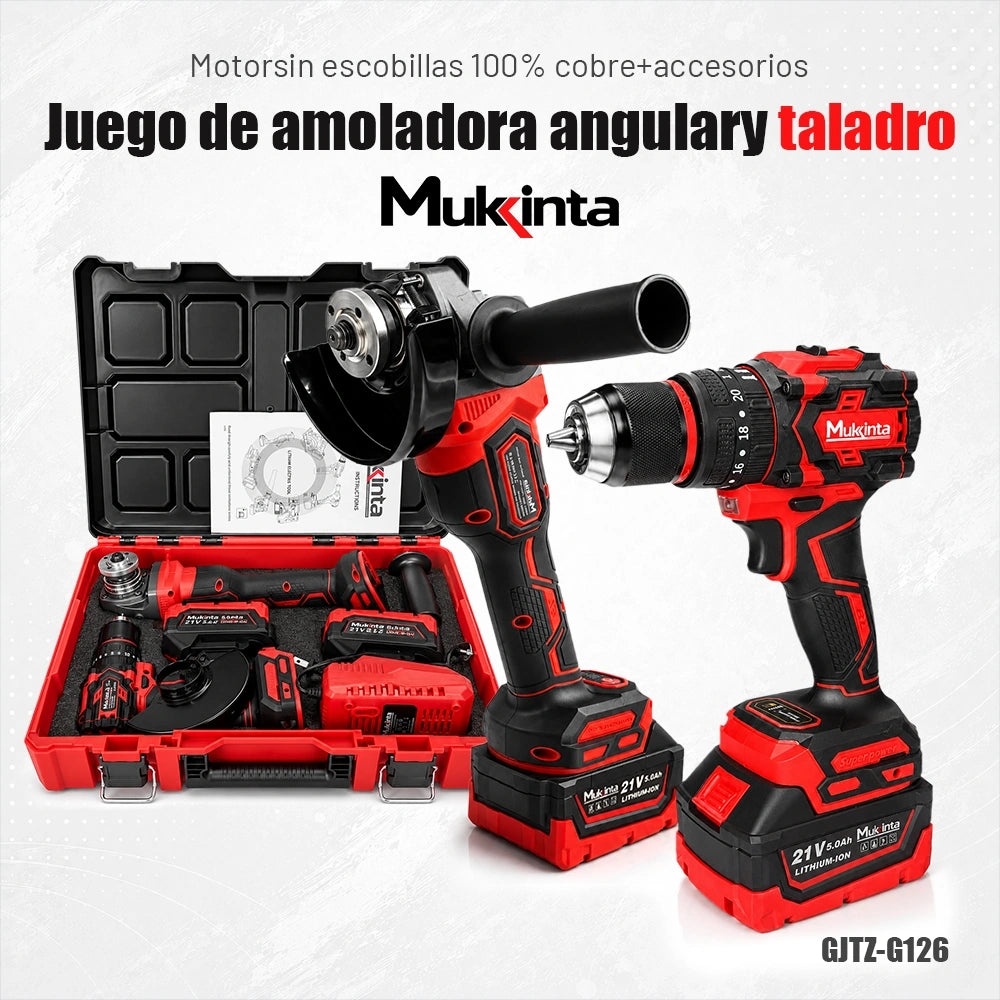 Kit Mukinta 48V Taladro de Impacto y Amoladora Angular de 125 mm con 2 Baterías | GJTZ-G126