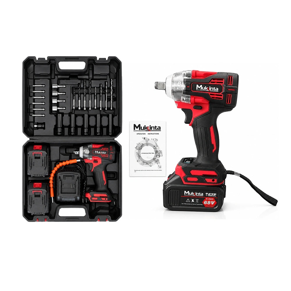 Llave de Impacto Inalámbrica Brushless Mukinta 68V con 2 Baterías | GJTZ-G123