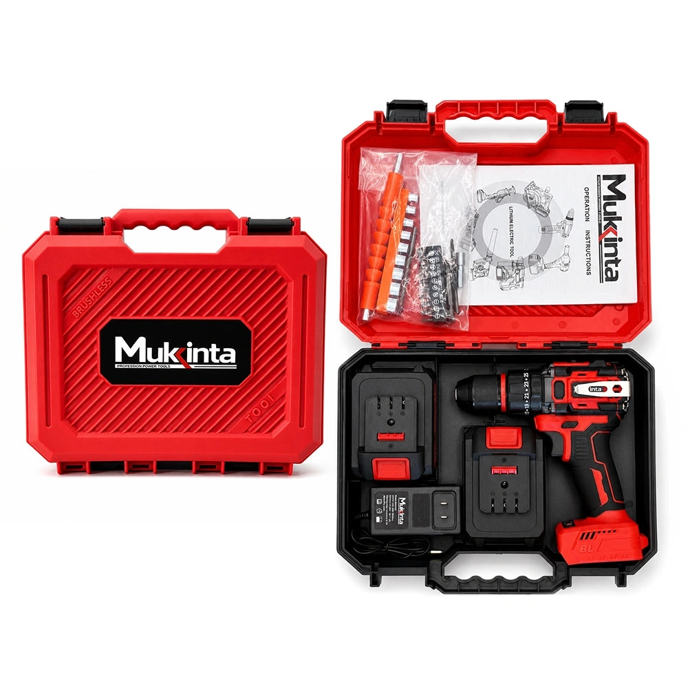 Taladro Inalámbrico Brushless Mukinta con 2 Baterías y Accesorios | GJTZ-G121